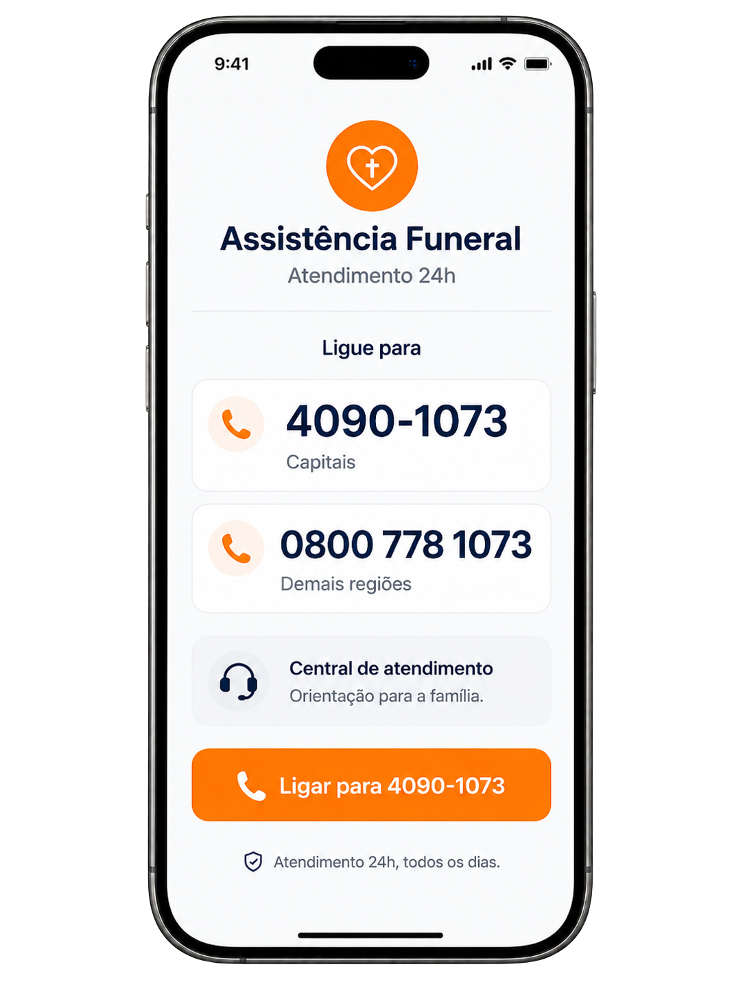 Celular com os números para acionar a assistência funeral